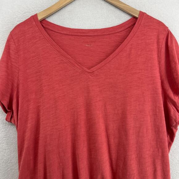 EILEEN FISHER Top 1X Slub Organic Cotton Jersey V-Neck Short Sleeve Red - Picture 3 of 12